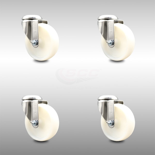 Service Caster 4 Inch 316SS Nylon Wheel Swivel Bolt Hole Caster Set SCC-SS316BH20S414-NYS-4 - main